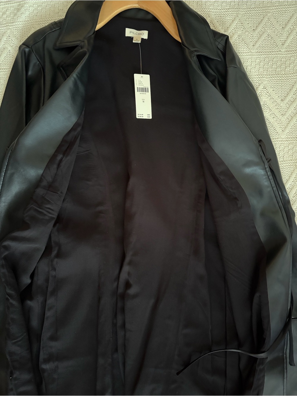 Pilcro Black Faux Leather Lace Up Jacket with Front Tie - Picture 3 of 6